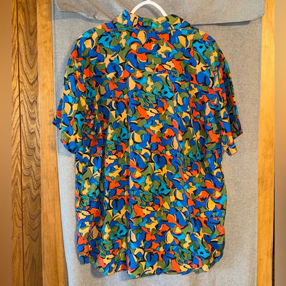 Vintage Kikomo Basic size large silk green button up blouse - Picture 3 of 6